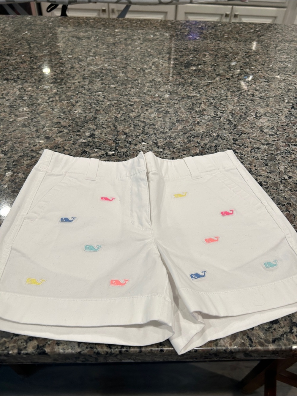 Vineyard Vines White Embroidered Whale Kids Shorts